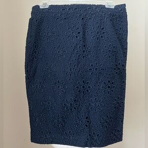 J Crew navy eyelet pencil skirt- 2